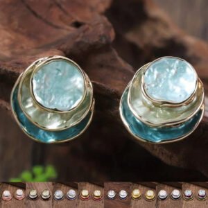 Ins Three-colored Painting Round Earrings Fashion Elegant Versatile Geometric Earrings For Women Jewelry